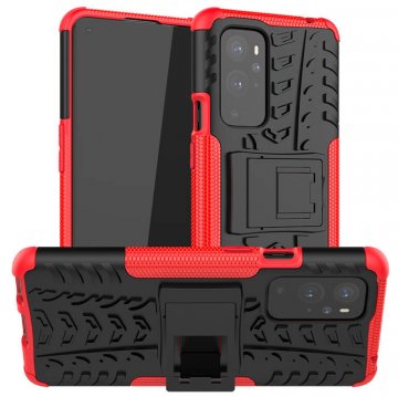 OnePlus 9 Pro Hybrid Rugged PC + TPU Kickstand Case Red