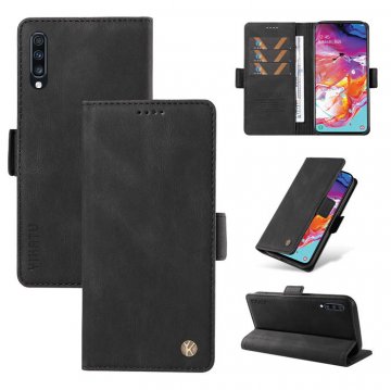 YIKATU Samsung Galaxy A70 Skin-touch Wallet Kickstand Case Black