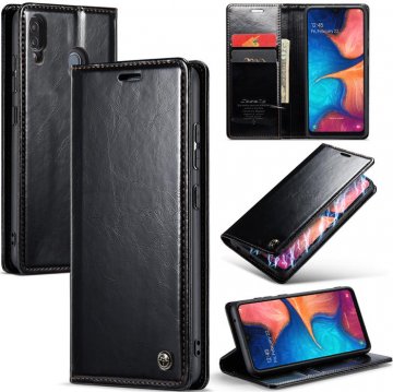CaseMe Samsung Galaxy A20/A30 Wallet Kickstand Magnetic Case Black