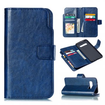 Samsung Galaxy S10 Plus Wallet 9 Card Slots Stand Case Blue