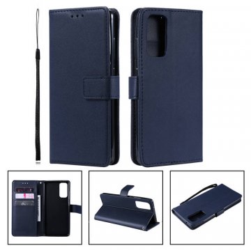 Samsung Galaxy S20 FE Wallet Kickstand Magnetic PU Leather Case Blue