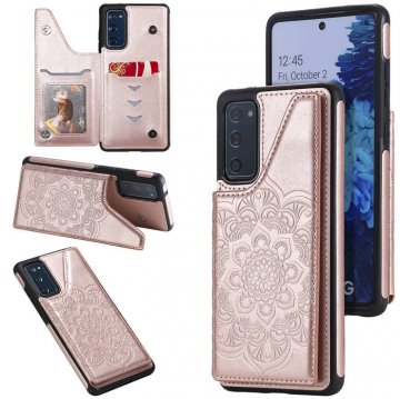 Samsung Galaxy S20 FE Embossed Wallet Magnetic Stand Case Rose Gold