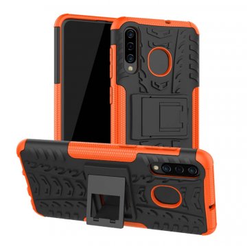 Samsung Galaxy A30 Hybrid Rugged PC + TPU Kickstand Case Orange