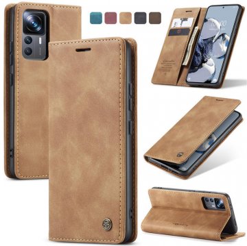 CaseMe Xiaomi 12T/12T Pro Wallet Kickstand Magnetic Case Brown