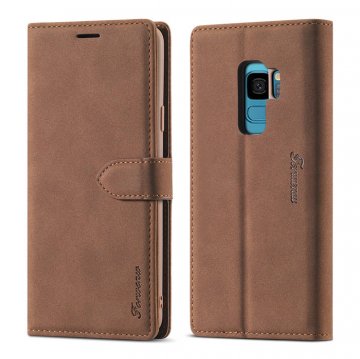 Forwenw Samsung Galaxy S9 Plus Wallet Magnetic Kickstand Case Brown