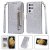 Samsung Galaxy S21/S21 Plus/S21 Ultra Zipper Pocket Bling Glitter Leather Case Silver