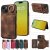 For iPhone 15 Card Holder Ring Kickstand PU Leather Case Coffee