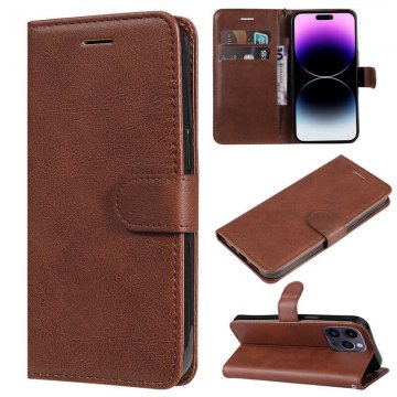 Solid Color Wallet Magnetic Stand Leather Phone Case Brown