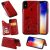 iPhone X Bee and Cat Embossing Magnetic Card Slots Stand Cover Red