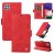 YIKATU Samsung Galaxy A22 4G Skin-touch Wallet Kickstand Case Red