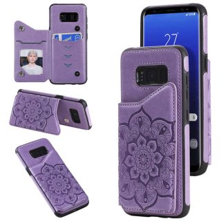 Samsung Galaxy S8 Embossed Wallet Magnetic Stand Case Purple