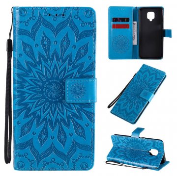 Xiaomi Redmi Note 9 Pro/Note 9S Embossed Sunflower Wallet Stand Case Blue