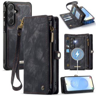 CaseMe Samsung Galaxy S26 2-in-1 Magnetic RFID Wallet Case with Wireless Charging & Wrist Strap Black