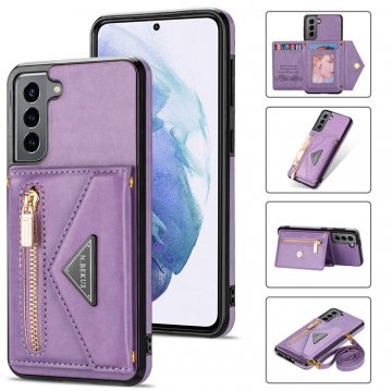 Crossbody Zipper Wallet Samsung Galaxy S22 Plus Case With Strap Purple