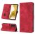 Skin-friendly Samsung Galaxy S22 Plus Wallet Stand Case with Wrist Strap Red