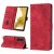 Skin-friendly Samsung Galaxy S22 Wallet Stand Case with Wrist Strap Red