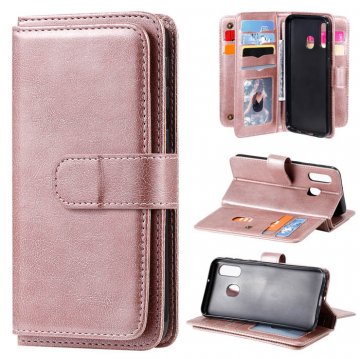 Samsung Galaxy A40 Multi-function 10 Card Slots Wallet Case Rose Gold
