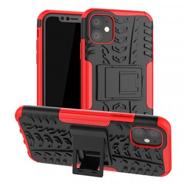 Hybrid Rugged iPhone 11 Kickstand Shockproof Case Red