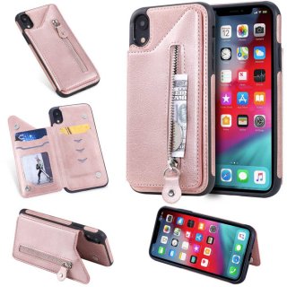 iPhone XR Wallet Magnetic Kickstand Shockproof Cover Rose Gold