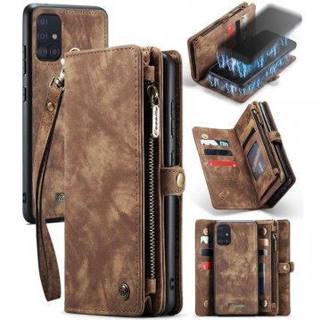 CaseMe Samsung Galaxy A71 4G Wallet Case with Wrist Strap Coffee