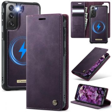 CaseMe Samsung Galaxy S21 Plus 2-in-1 Magnetic Wallet Case – Wireless Charging & RFID Blocking Purple