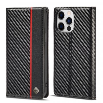 LC.IMEEKE Wallet Carbon Fiber Texture Leather Stand Case Vertical Stripe