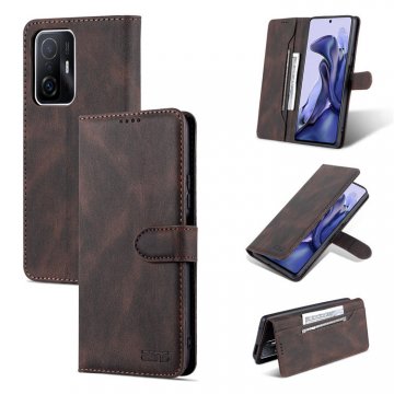 AZNS Xiaomi 11T/11T Pro Wallet Magnetic Kickstand Case Coffee