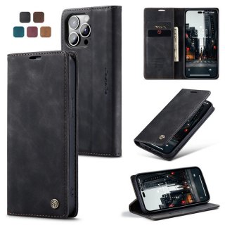 CaseMe iPhone 14 Pro Max Wallet Kickstand Magnetic Case Black