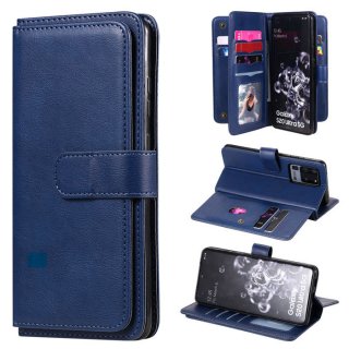 Samsung Galaxy S20 Ultra Multi-function 10 Card Slots Wallet Case Dark Blue