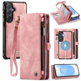 CaseMe Samsung Galaxy S26 2-in-1 Magnetic RFID Wallet Case with Wireless Charging & Wrist Strap Pink
