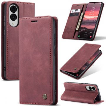 CaseMe Samsung Galaxy S25 Edge Wallet Magnetic Suede Leather Case Red