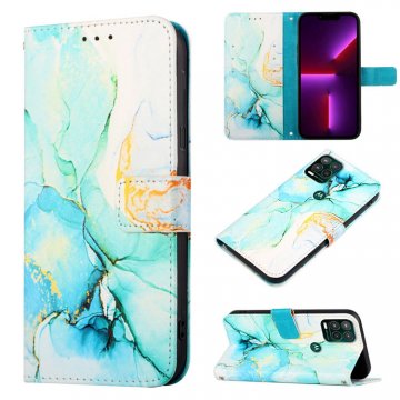 Marble Pattern Moto G Stylus 5G 2021 Wallet Case Green