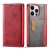 LC.IMEEKE Card Holder Magnetic Color Splicing Phone Case Red