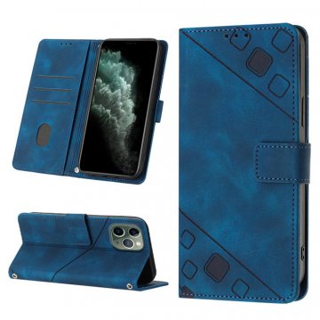 Skin-friendly iPhone 11 Pro Wallet Stand Case with Wrist Strap Blue