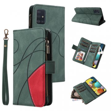 Samsung Galaxy A51 Zipper Wallet Magnetic Stand Case Green