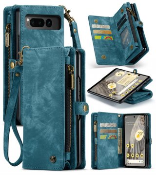 CaseMe Google Pixel Fold Wallet Case with Wrist Strap Blue