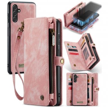 CaseMe Samsung Galaxy A13 5G Zipper Wallet Case with Wrist Strap Pink