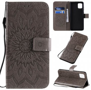 Samsung Galaxy A81/Note 10 Lite Embossed Sunflower Wallet Stand Case Gray