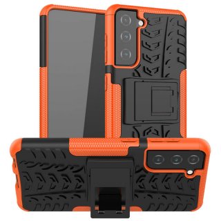 Samsung Galaxy S21 Hybrid Rugged PC + TPU Kickstand Case Orange