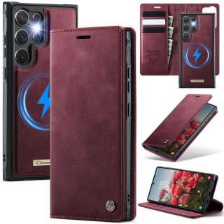 CaseMe Samsung Galaxy S25 Ultra 2-in-1 Magnetic Wallet Case – Wireless Charging & RFID Blocking Red