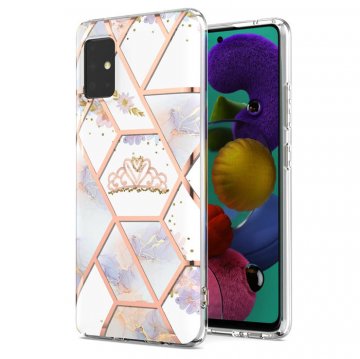 Samsung Galaxy A51 5G Flower Pattern Marble Electroplating TPU Case Crown