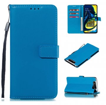 Samsung Galaxy A80 Wallet Kickstand Magnetic Leather Case Sky Blue