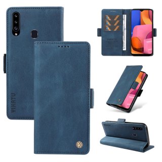 YIKATU Samsung Galaxy A20S Skin-touch Wallet Kickstand Case Blue