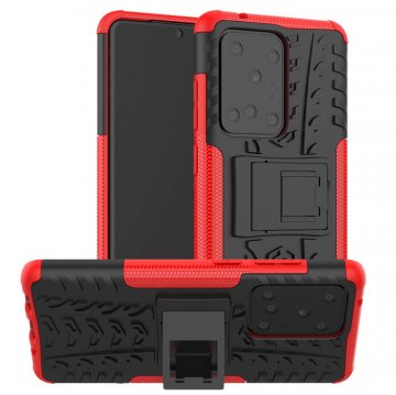 Samsung Galaxy S20 Ultra Hybrid Rugged PC + TPU Kickstand Case Red