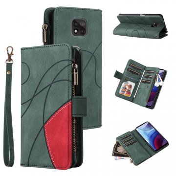 Moto G Power 2021 Zipper Wallet Magnetic Stand Case Green