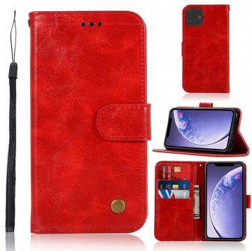 iPhone 11 Pro Premium Vintage Wallet Kickstand Case Red