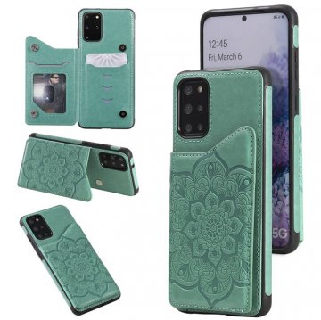 Samsung Galaxy S20 Plus Embossed Wallet Magnetic Stand Case Green