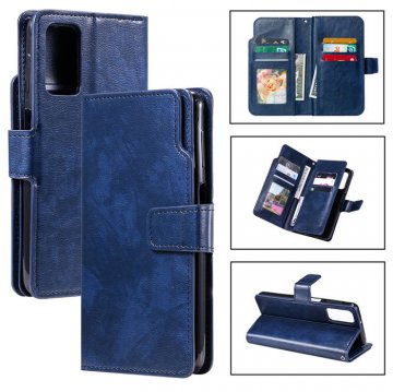 Samsung Galaxy A32 5G Wallet 9 Card Slots Magnetic Case Blue