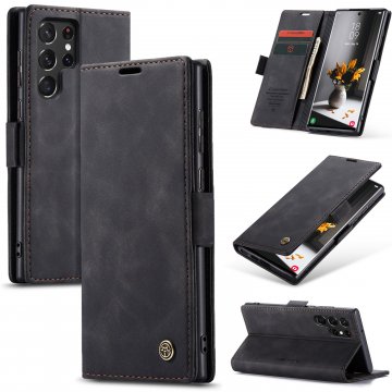 CaseMe Samsung Galaxy S22 Ultra Wallet Magnetic Case Black