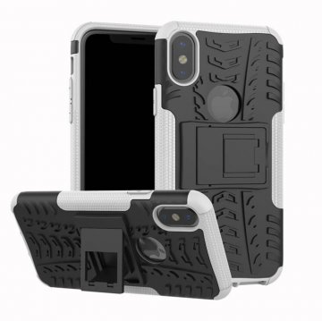 Hybrid Rugged iPhone XS/X Kickstand Shockproof Case White